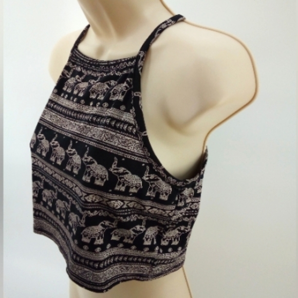 H&M Coachella Collection Elephant Halter Crop Top M Cotton Blend - Picture 5 of 7